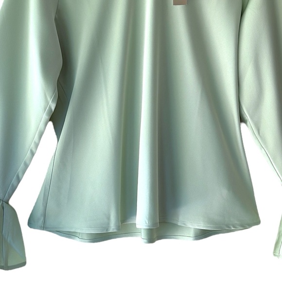J CREW | NWOT WINTER GARDEN RUFFLE SLEEVE TOP BLOUSE LIGHT PEPPERMINT | LARGE - Picture 8 of 9